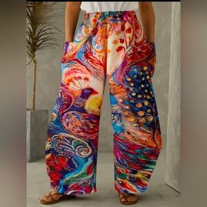 Colorful Abstract Peacock Women's Pants